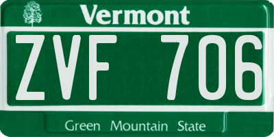 VT license plate ZVF706