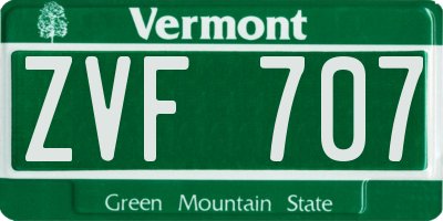 VT license plate ZVF707