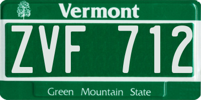 VT license plate ZVF712