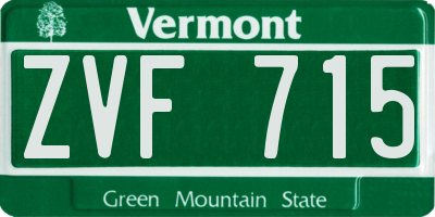 VT license plate ZVF715