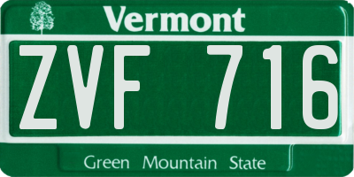 VT license plate ZVF716