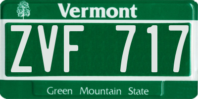 VT license plate ZVF717