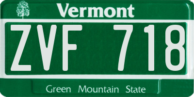 VT license plate ZVF718