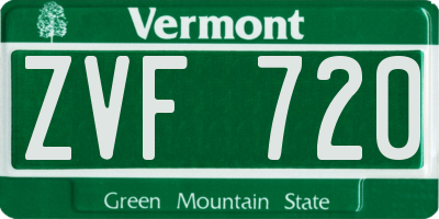 VT license plate ZVF720
