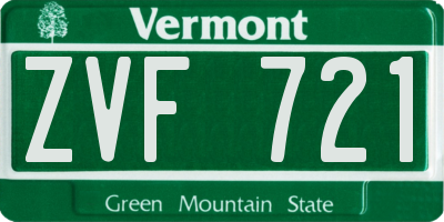 VT license plate ZVF721