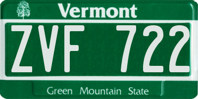 VT license plate ZVF722