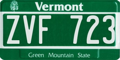 VT license plate ZVF723