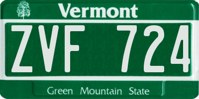 VT license plate ZVF724