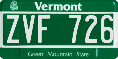 VT license plate ZVF726