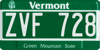 VT license plate ZVF728