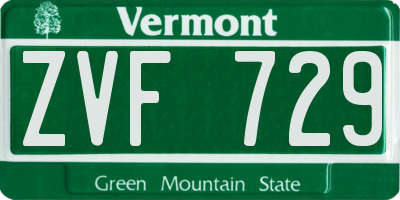 VT license plate ZVF729