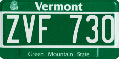 VT license plate ZVF730