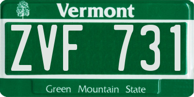 VT license plate ZVF731