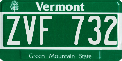 VT license plate ZVF732