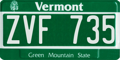 VT license plate ZVF735