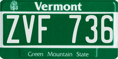 VT license plate ZVF736