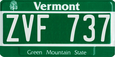 VT license plate ZVF737