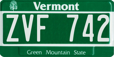 VT license plate ZVF742