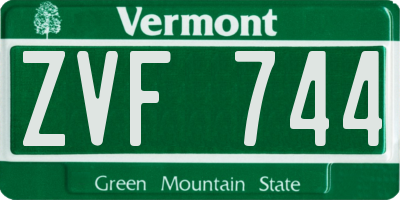 VT license plate ZVF744