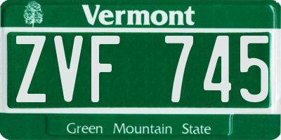 VT license plate ZVF745
