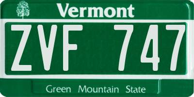 VT license plate ZVF747