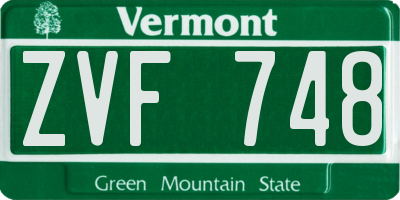 VT license plate ZVF748