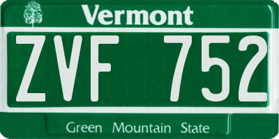 VT license plate ZVF752