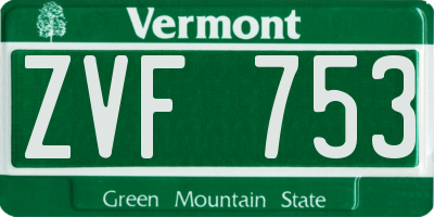 VT license plate ZVF753