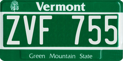 VT license plate ZVF755