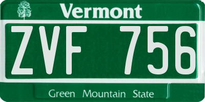 VT license plate ZVF756