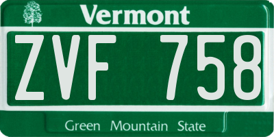 VT license plate ZVF758