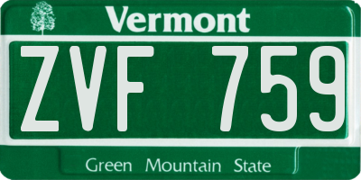 VT license plate ZVF759