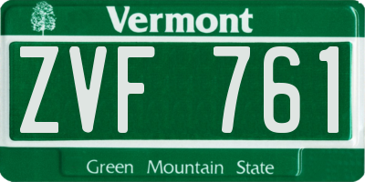 VT license plate ZVF761