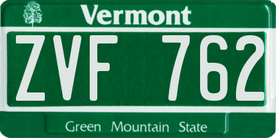 VT license plate ZVF762