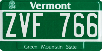 VT license plate ZVF766