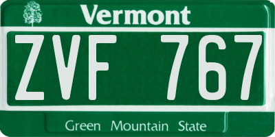 VT license plate ZVF767