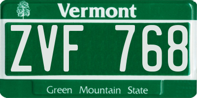 VT license plate ZVF768
