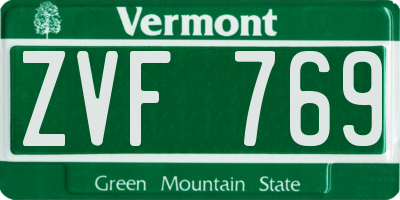 VT license plate ZVF769