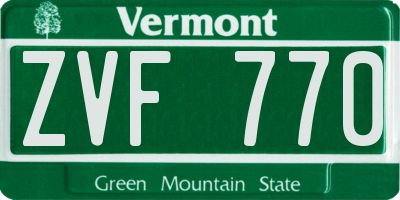 VT license plate ZVF770