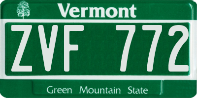 VT license plate ZVF772