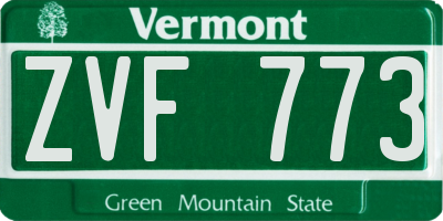VT license plate ZVF773