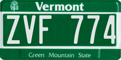 VT license plate ZVF774