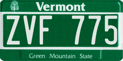 VT license plate ZVF775