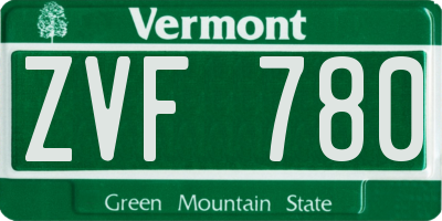 VT license plate ZVF780