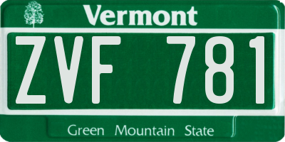 VT license plate ZVF781