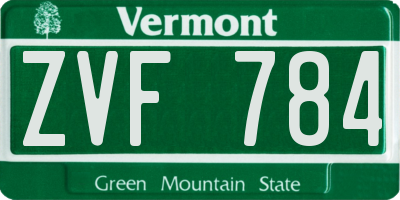 VT license plate ZVF784
