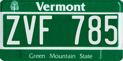 VT license plate ZVF785