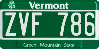 VT license plate ZVF786