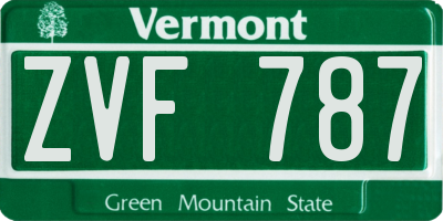 VT license plate ZVF787