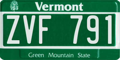 VT license plate ZVF791